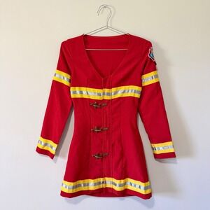 Leg Avenue Red Firefighter Costume Dress XS/S Reflective Fire Dept Patch